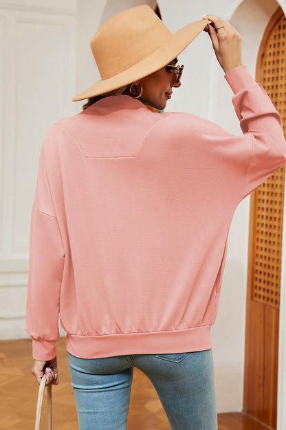 Half Zip Dropped Shoulder Sweatshirt.