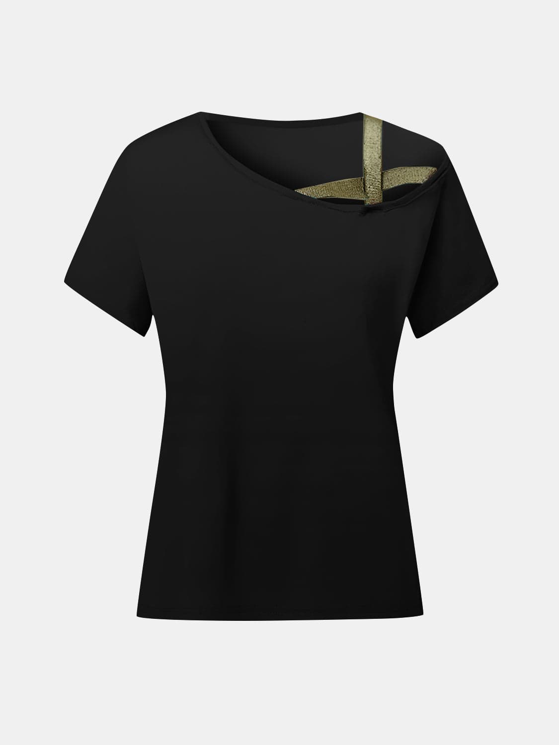 Chic asymmetrical neck tee with short sleeves