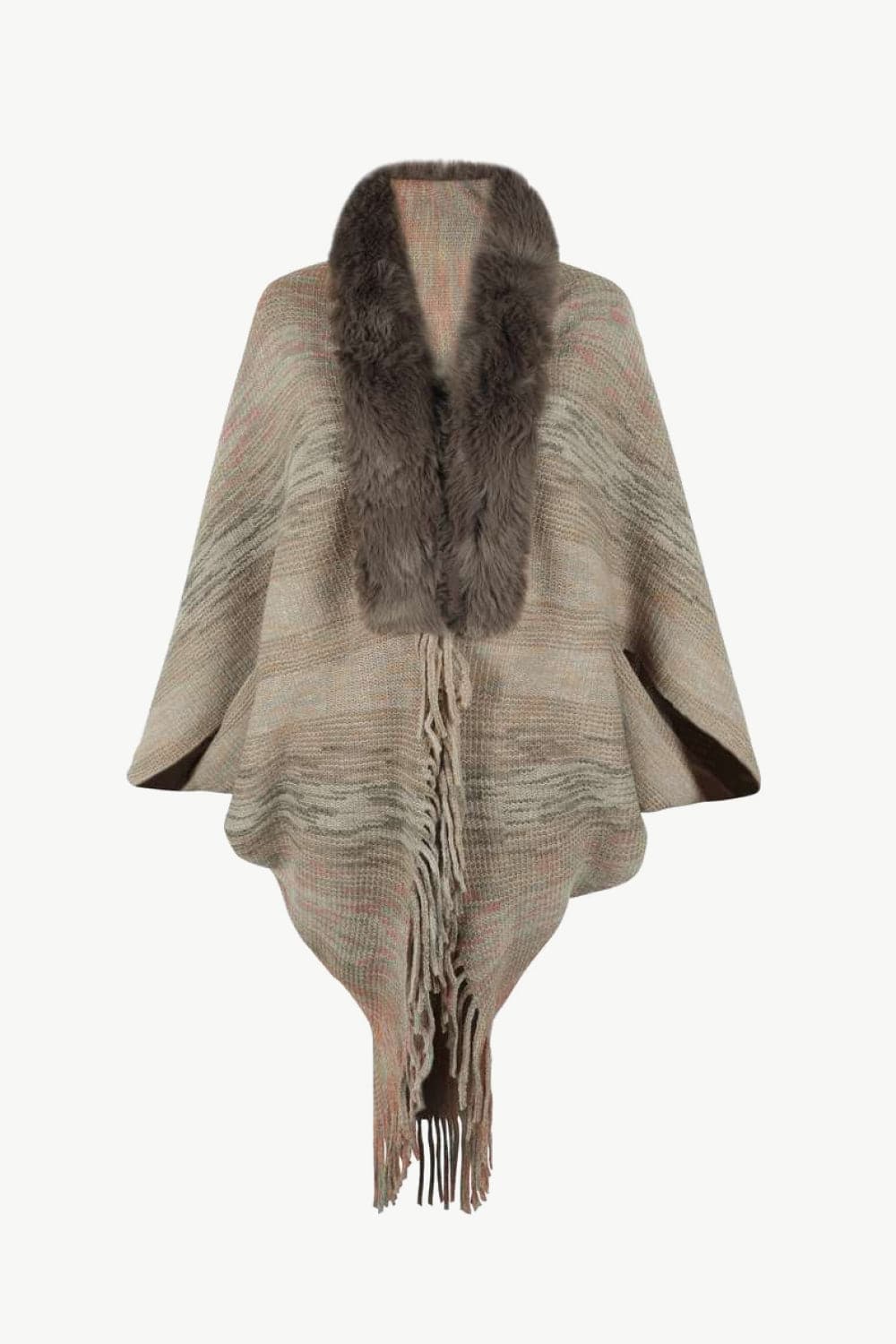 Open Front Fringe Hem Poncho.