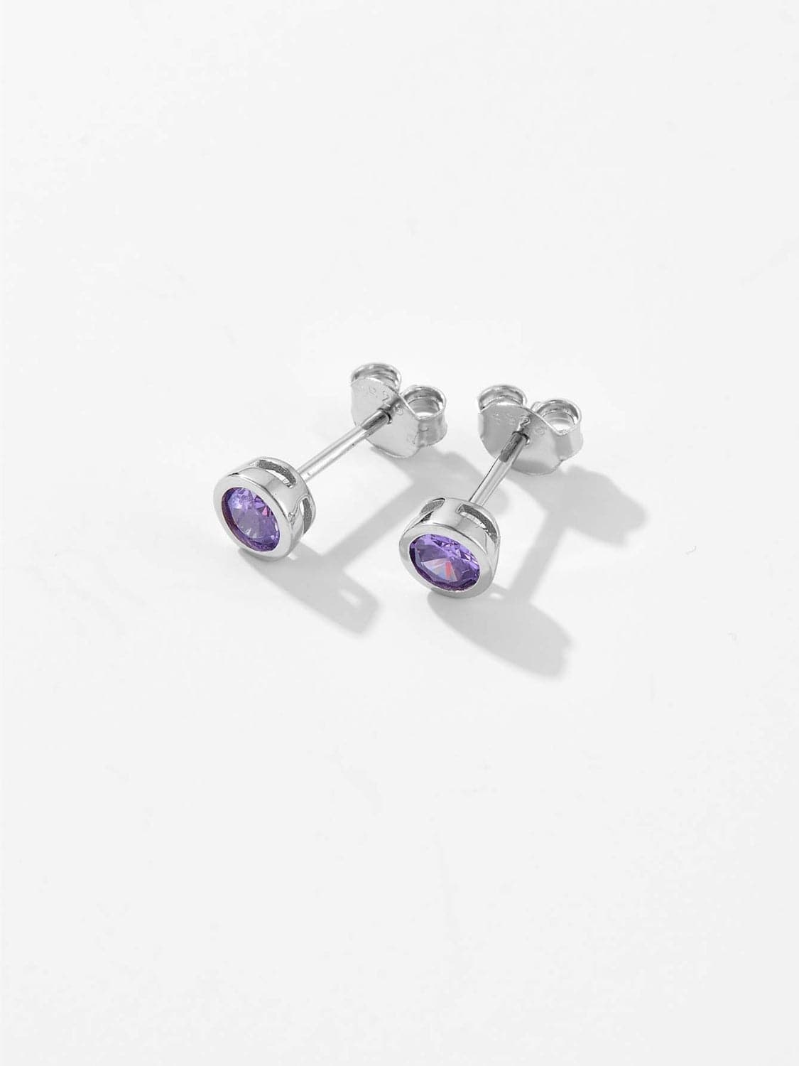 925 Sterling Silver Inlaid Zircon Stud Earrings.