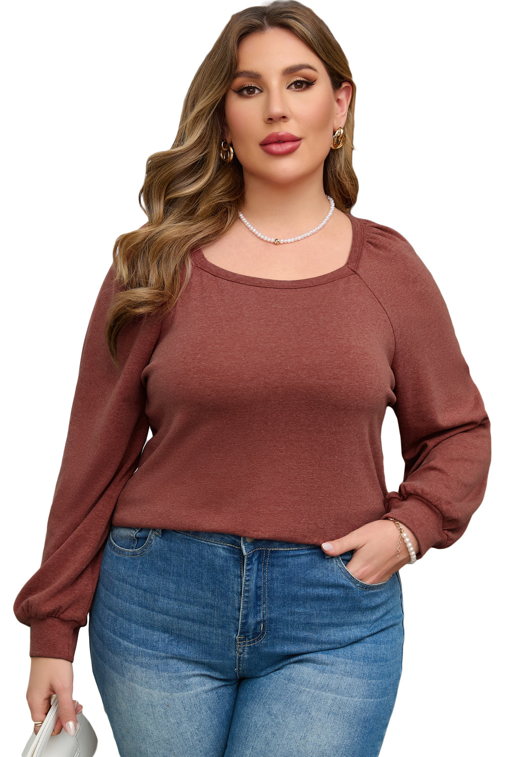 Cozy gold flame square neck plus size top