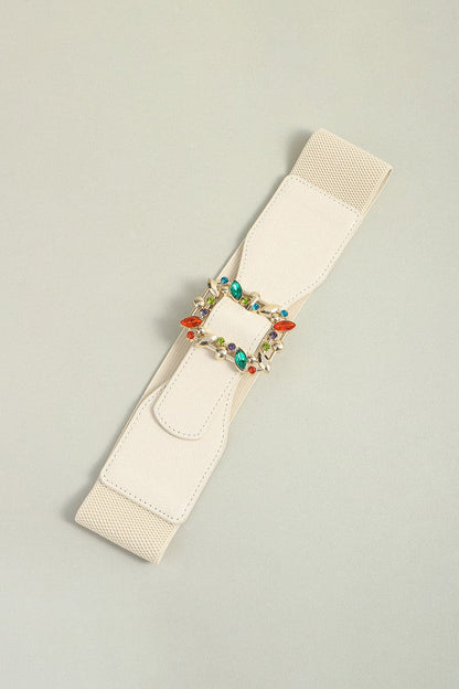 Multicolored Leaf Buckle Elastic Belt.