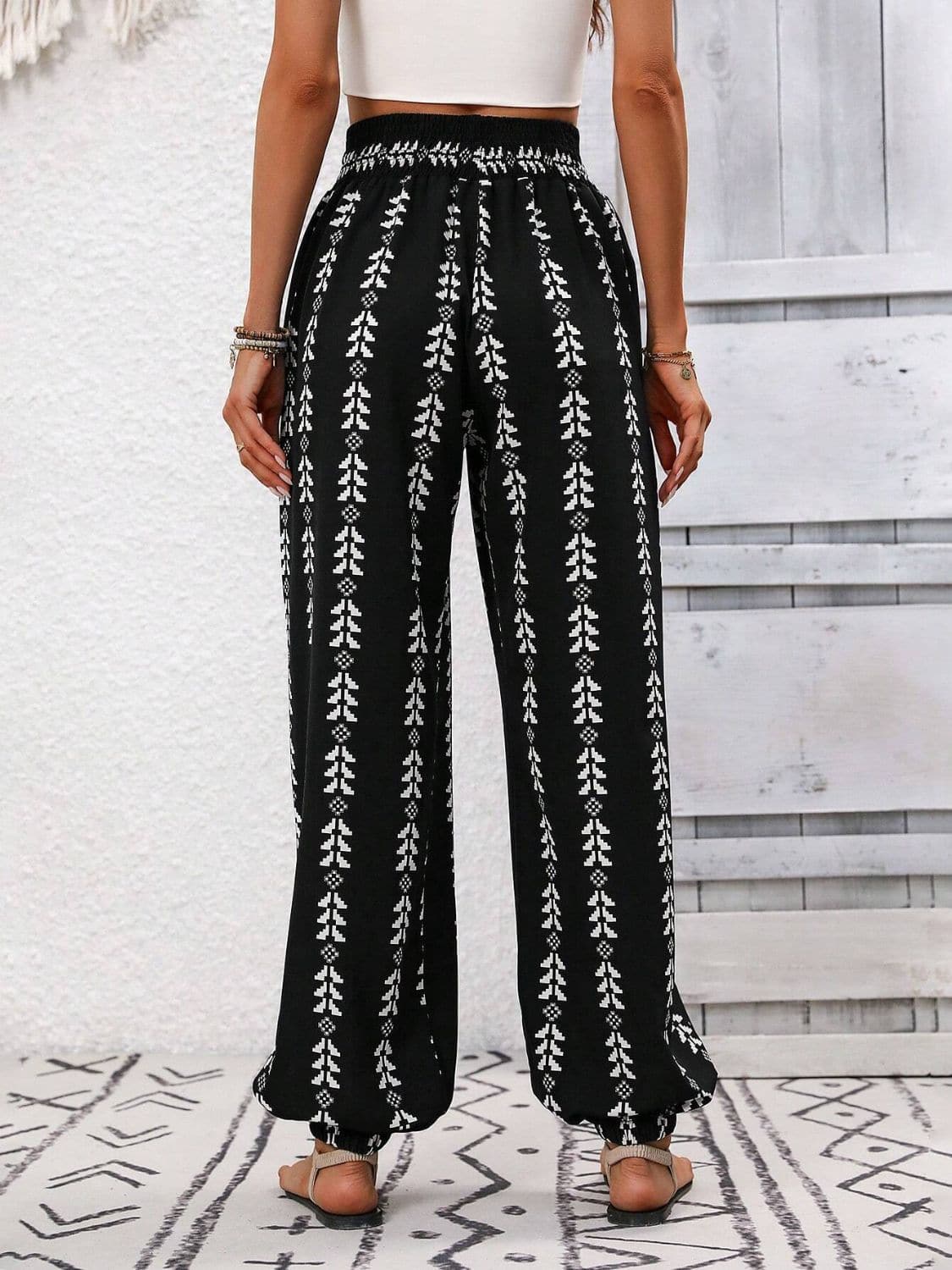 Tied Printed High Waist Pants.