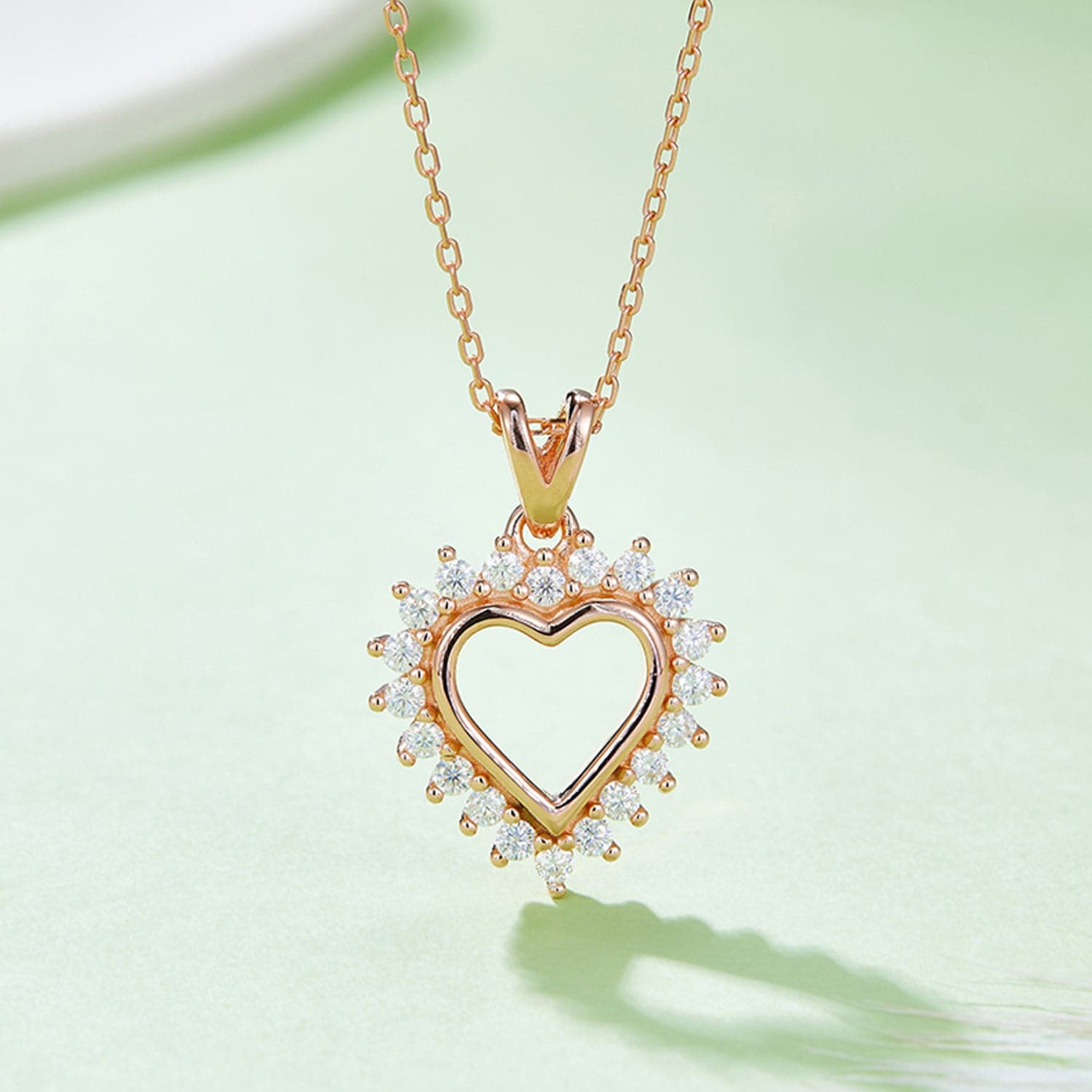 Moissanite 925 Sterling Silver Heart Pendant Necklace.