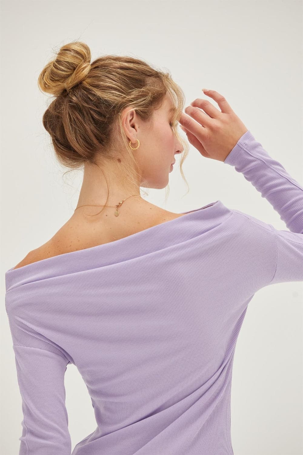 HYFVE Off Shoulder Ribbed Knit Top.