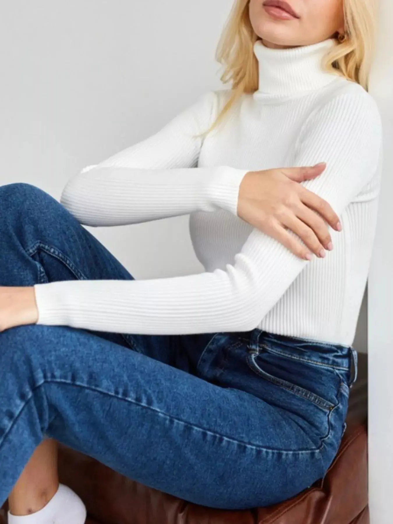 Full Size Ribbed Knit Turtleneck Sweater Plus Size Simply Love
