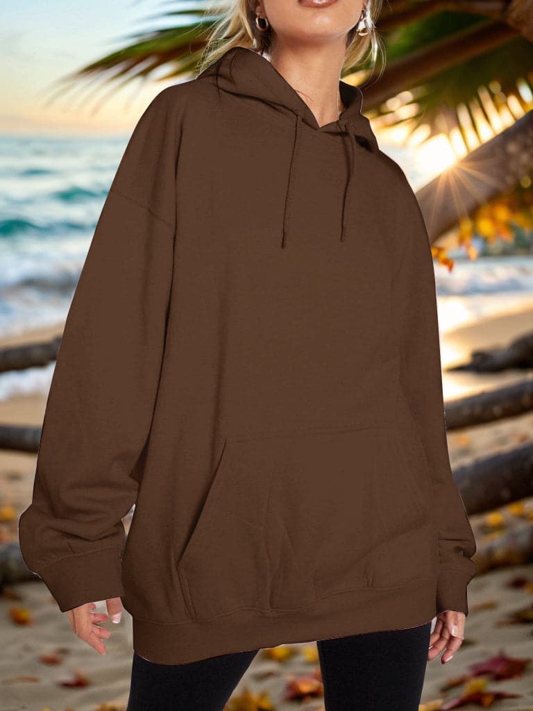 Drawstring Dropped Shoulder Hoodie.