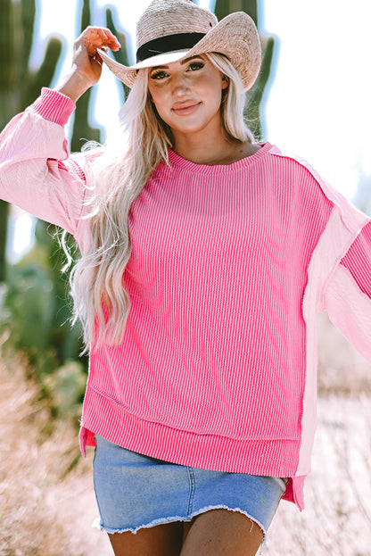 Chic colorblock cable knit sweatshirt