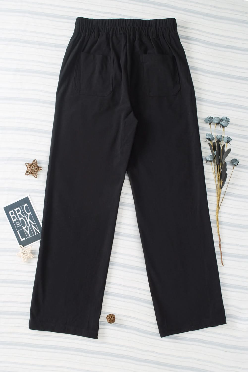 Comfort Fit Straight Leg Trousers with Elastic Waist