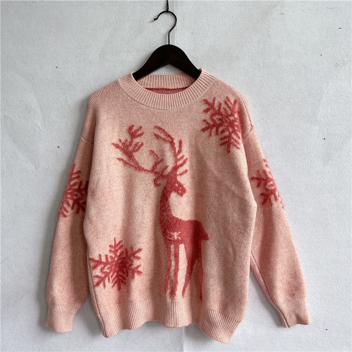 Reindeer and Snowflake Pattern Sweater.