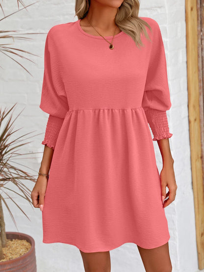 Round Neck Lantern Sleeve Mini DressFeatures: Basic style
Sheer: Opaque
Stretch: Slightly stretchy
Body: Not lined
Material composition: 100% polyester
Care instructions: Machine wash cold. Tumble dry Love Salve Round Neck Lantern Sleeve Mini Dress