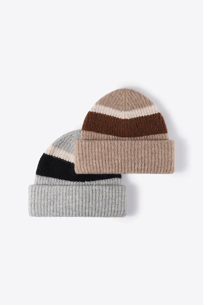 Tricolor Cuffed Knit Beanie.