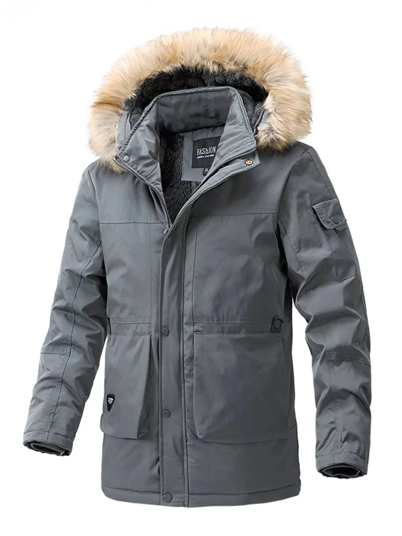 Mens Plus Size Fur Hooded Winter Parka Coat With Pockets Simply Love