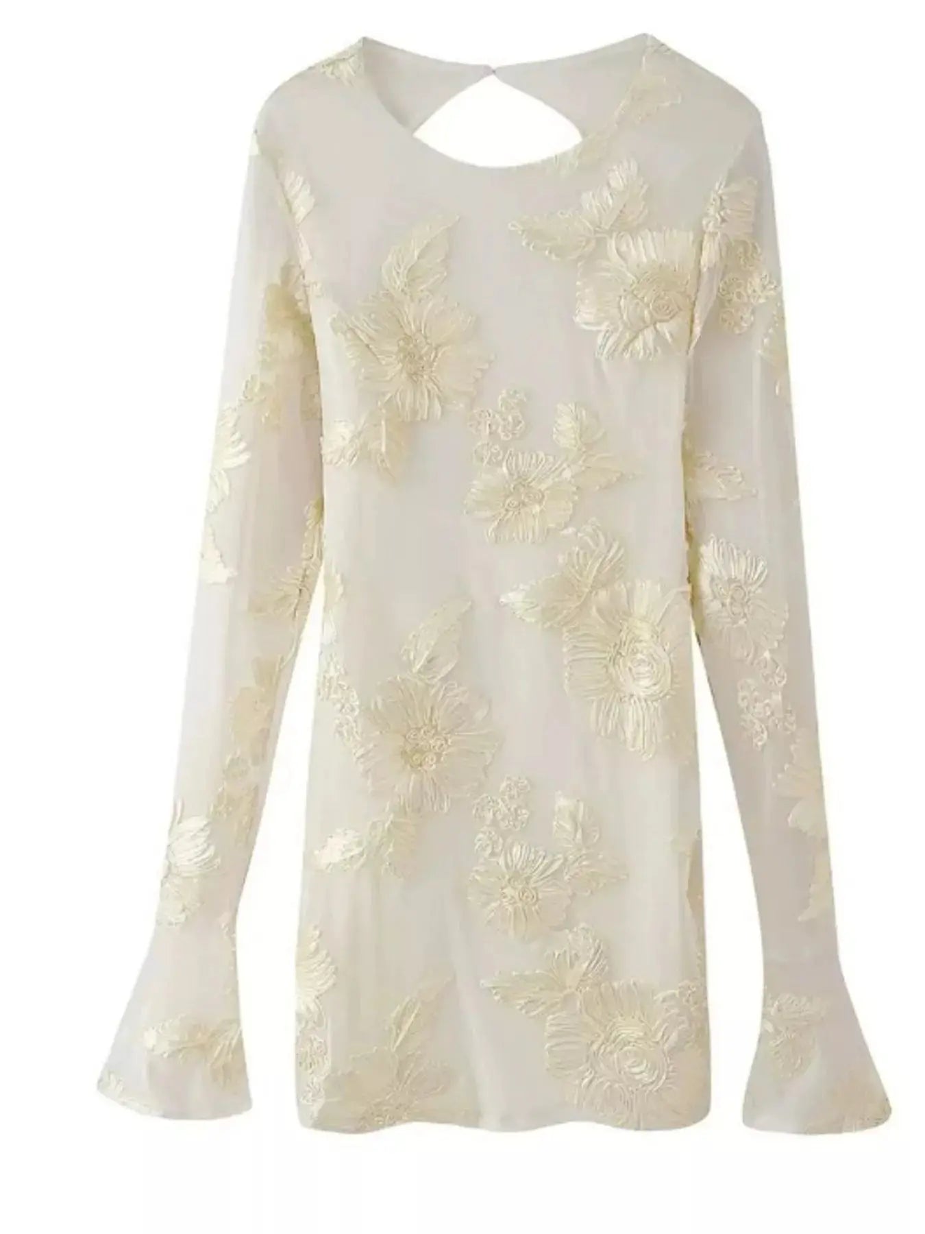 Backless Floral Flounce Sleeve Dress Simply Love