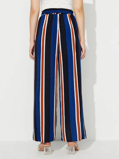 Tied Side Slit Wide Leg Trousers