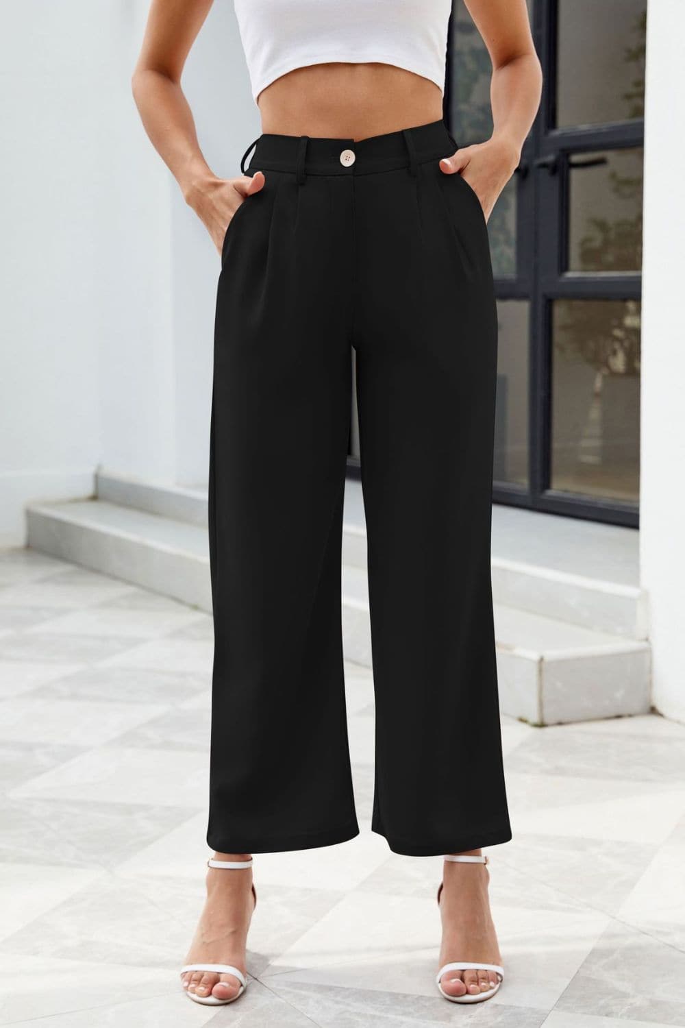 Pocketed High Waist Pants.