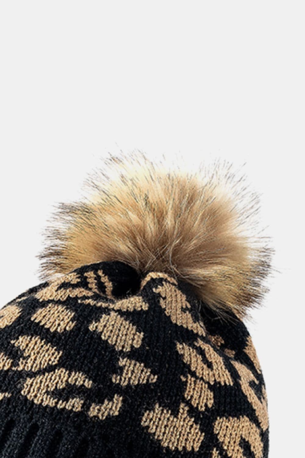 Leopard Pom-Pom Cuffed Beanie.