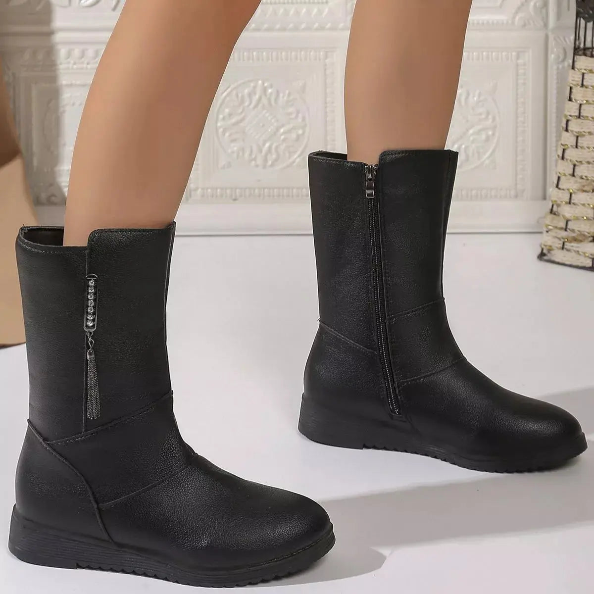 Round Toe Side Zip Boots Simply Love