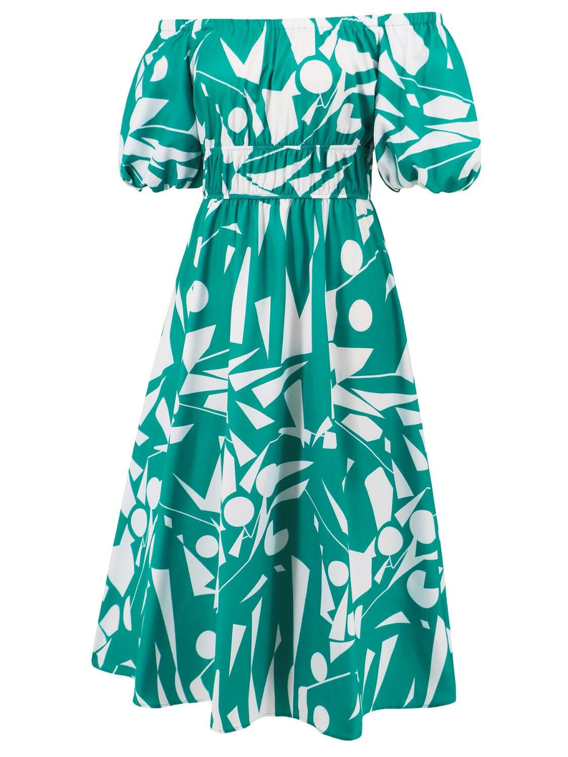 Printed Off-Shoulder Balloon Sleeve DressStep into Style with our Printed Off-Shoulder Balloon Sleeve Dress
 
 
Chic and Trendy: Elevate your wardrobe with this stylish off-shoulder dress featuring balloon Love Salve -Shoulder Balloon Sleeve DressColor