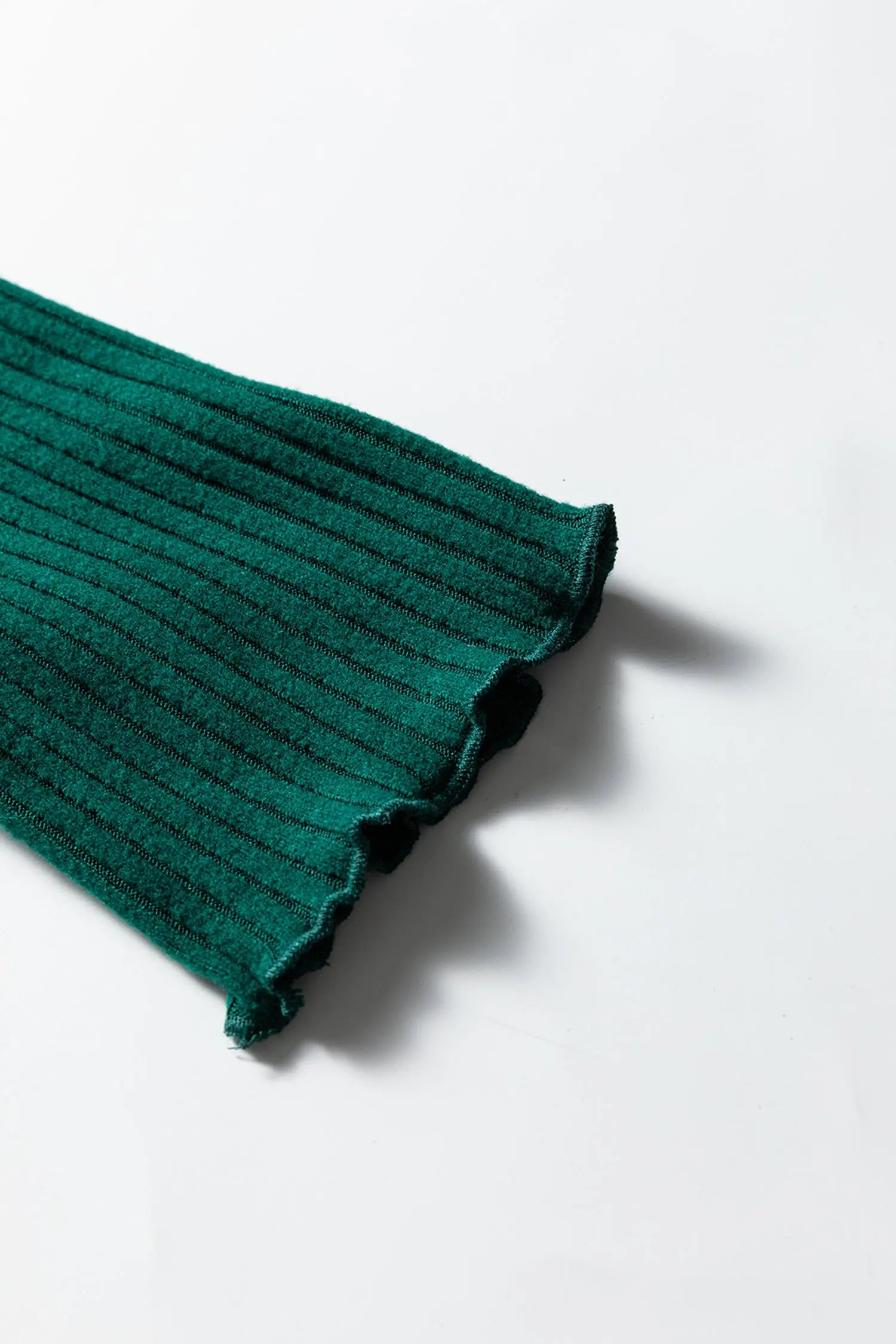 Skobeloff Lace Neckline Button Decor Lettuce Edge Long Sleeve Ribbed Top Dear-Lover Dropshipping