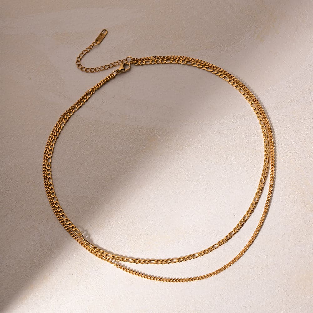 Stainless Steel Double-Layered Necklace.