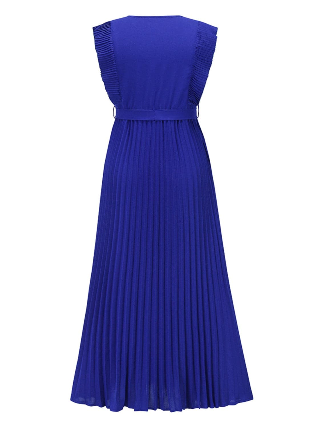 Tied Surplice Cap Sleeve Pleated Dress.