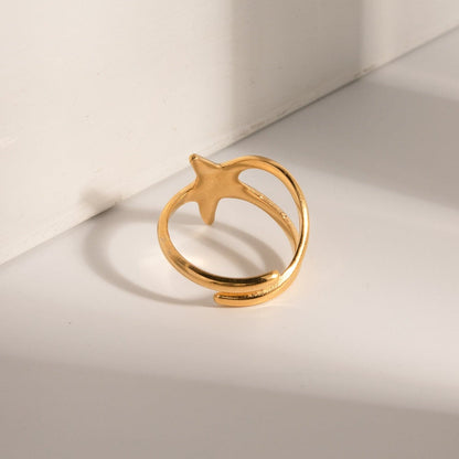 Gold-Plated Stainless Steel Star Ring.