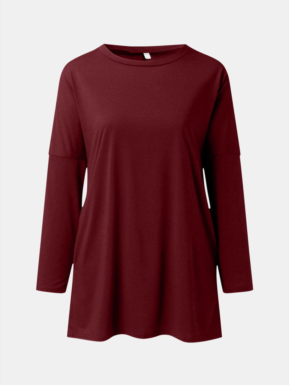 Chic and comfy round neck long sleeve tee with pockets