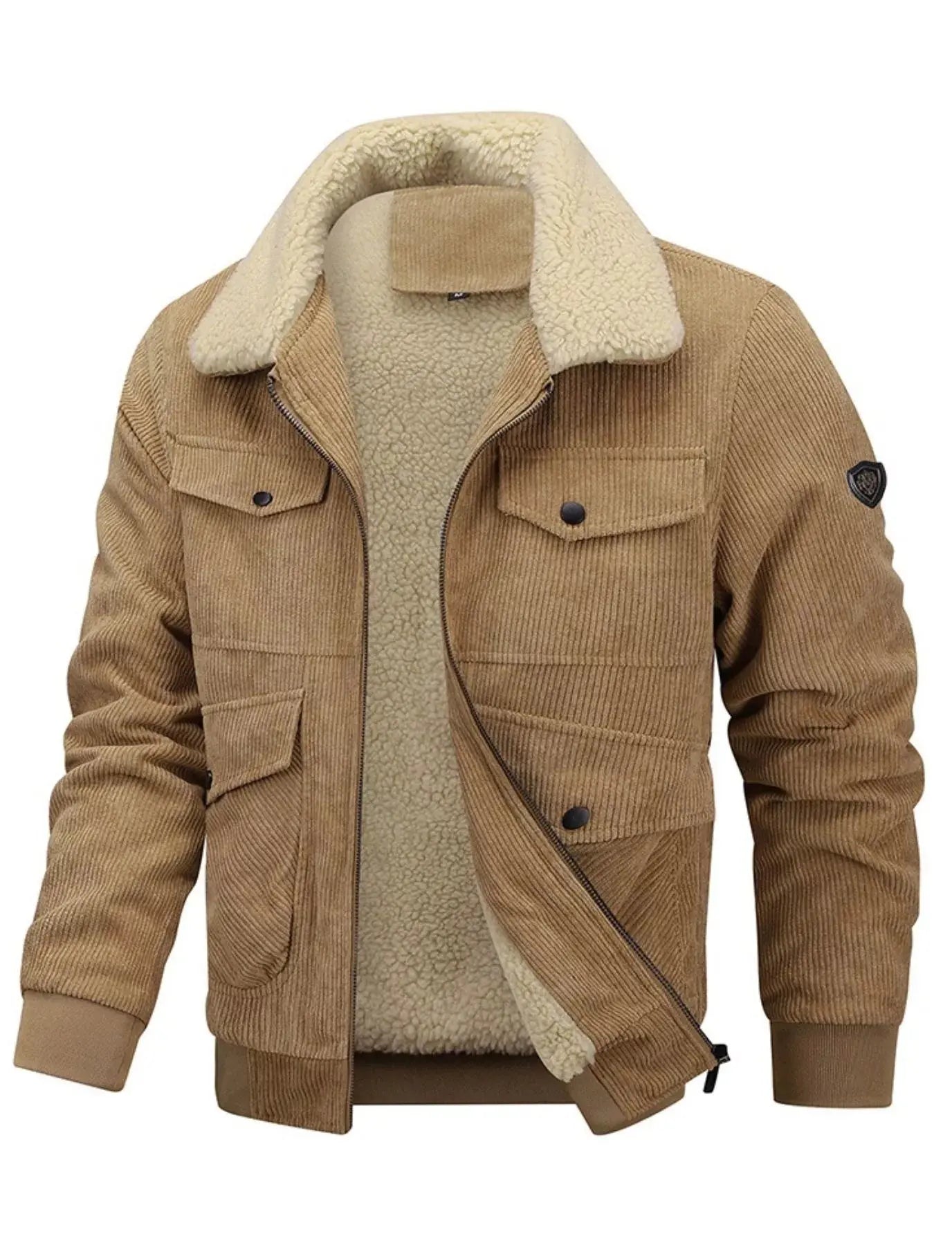 Men's Plus Size Corduroy Sherpa Lined Winter Coat Jacket Simply Love