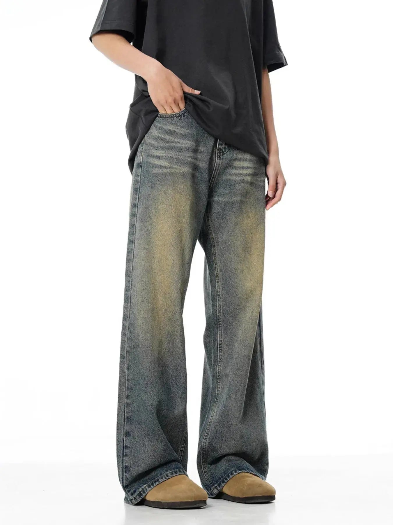 Men's Full Size Vintage Wash Wide Leg Jeans Plus Size Simply Love