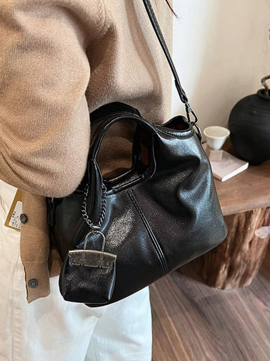 Leather Crossbody Bag with Charm Simply Love