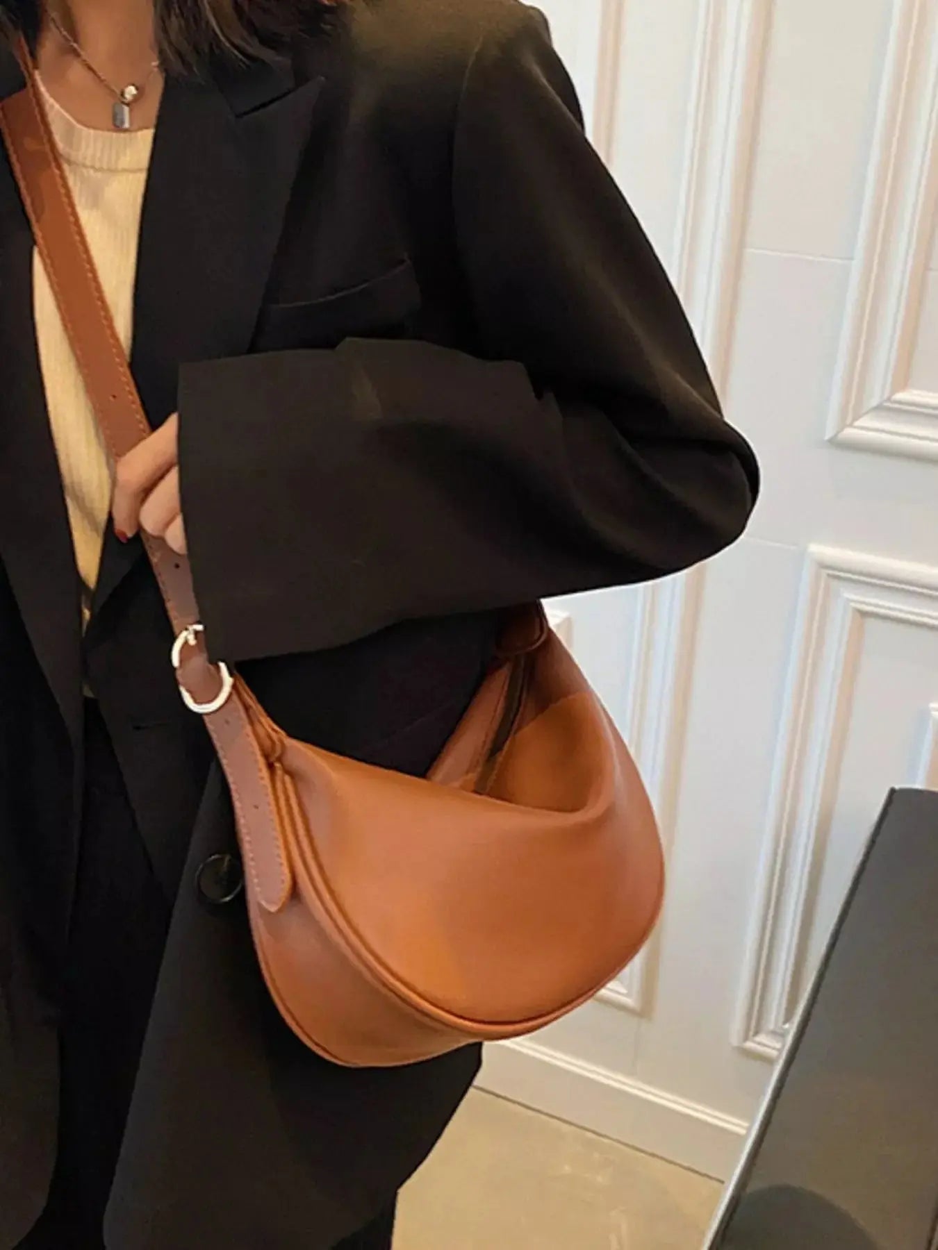 Adjustable Strap Crescent Crossbody Bag Simply Love