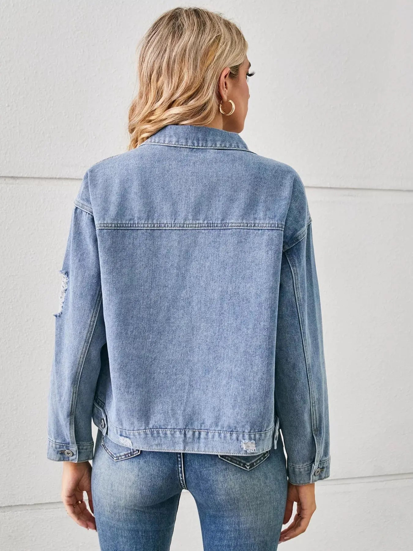 Snake Print Button Up Denim Jacket Simply Love