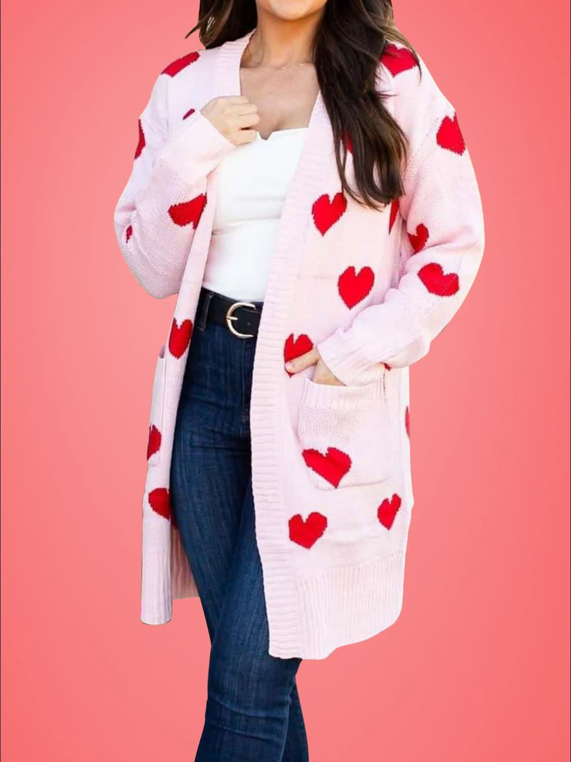 Cozy heart cardigan with pockets