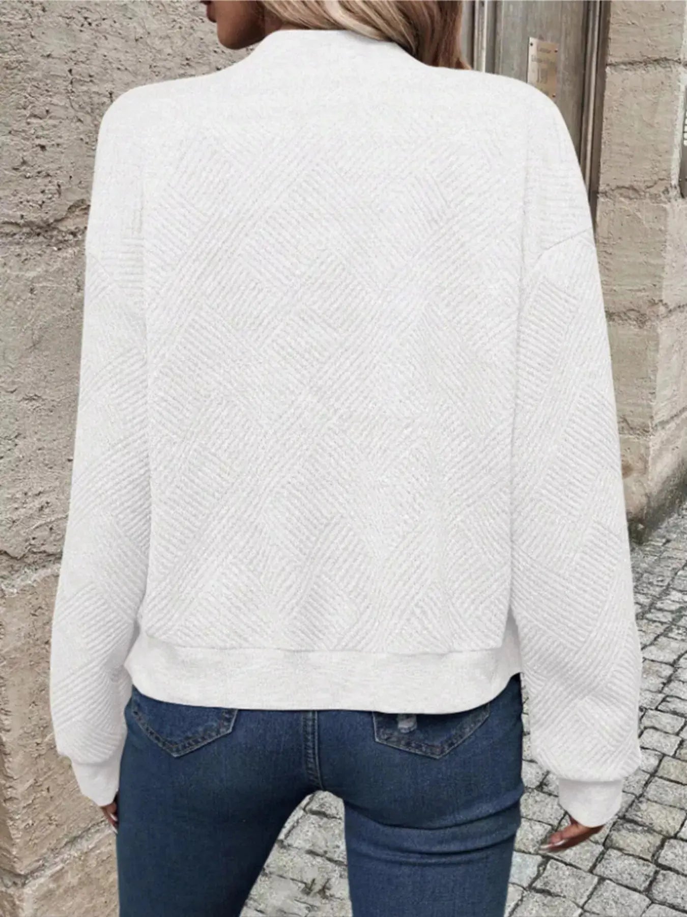 Textured Knit Zip-Up Bomber Jacket Simply Love