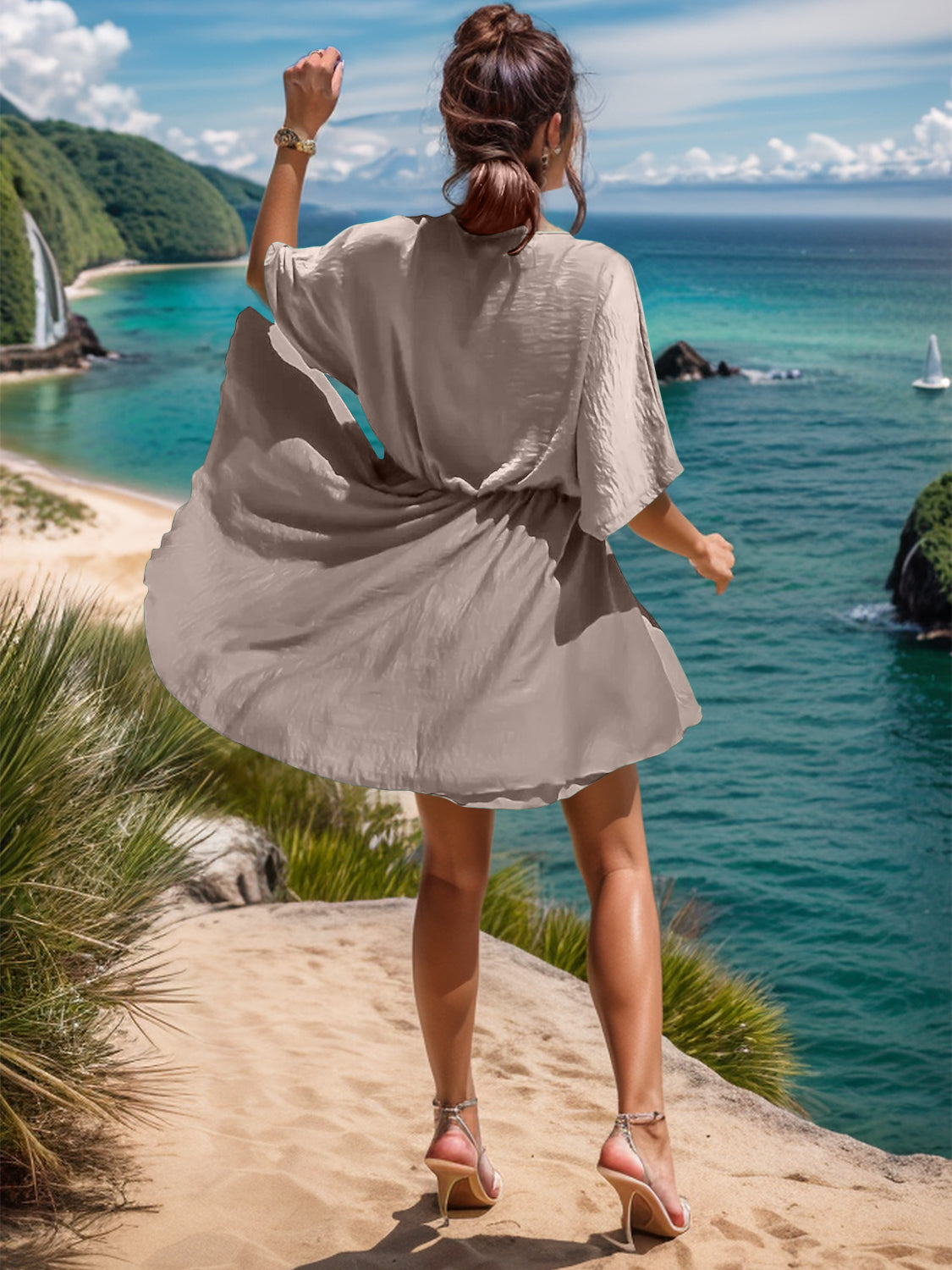 Surplice Half Sleeve Mini Dress Coco’s Tee Boutique