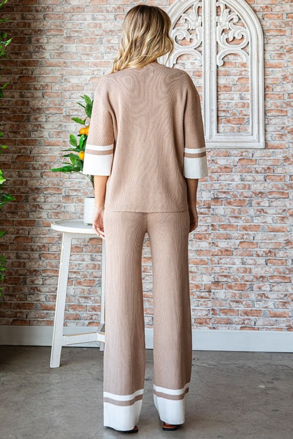 First Love Contrast Ribbed Knit Pants.