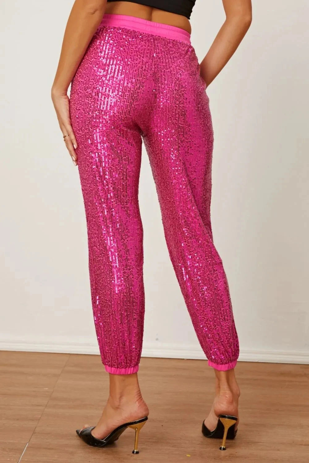 Sequin Drawstring Pants with Pockets Coco’s Tee Boutique