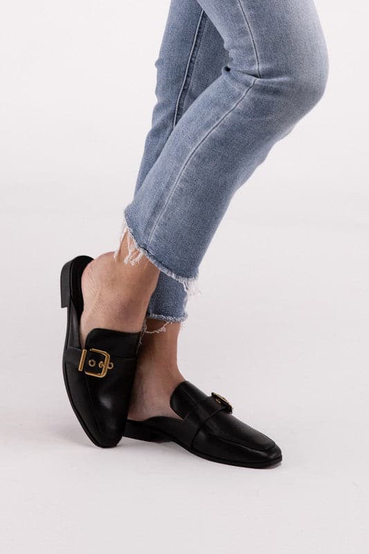 Chantal-S Buckle Backless Slides Loafer Shoes.