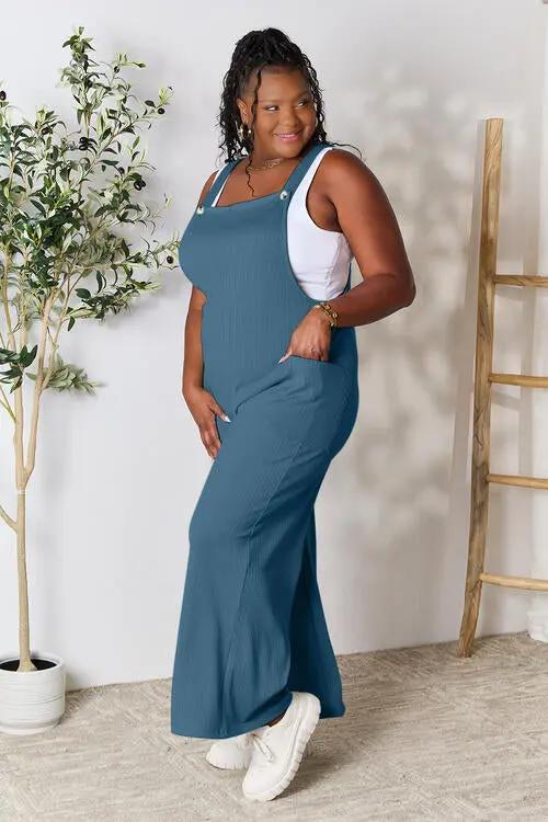 Double Take Full Size Wide Strap Overall with Pockets - Love Salve