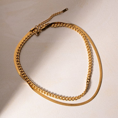 18K Gold-Plated Double Layered Necklace.