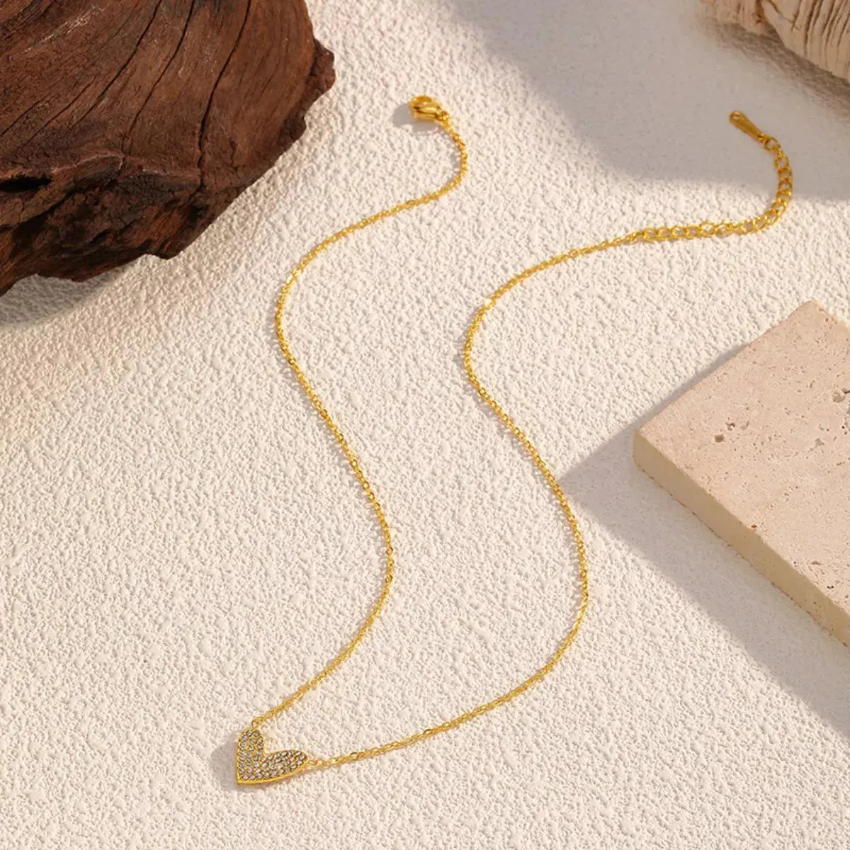 18K Gold-Plated Rhinestone Heart Necklace Simply Love