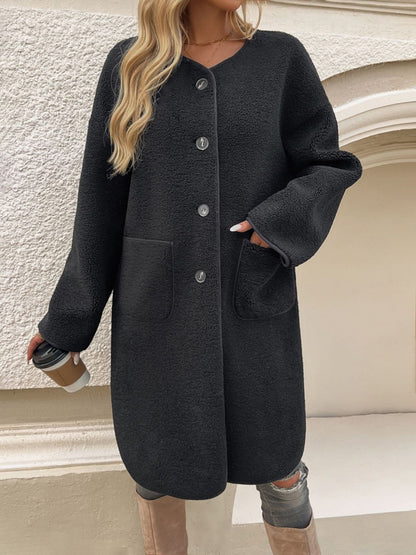 Chic button-up long sleeve coat