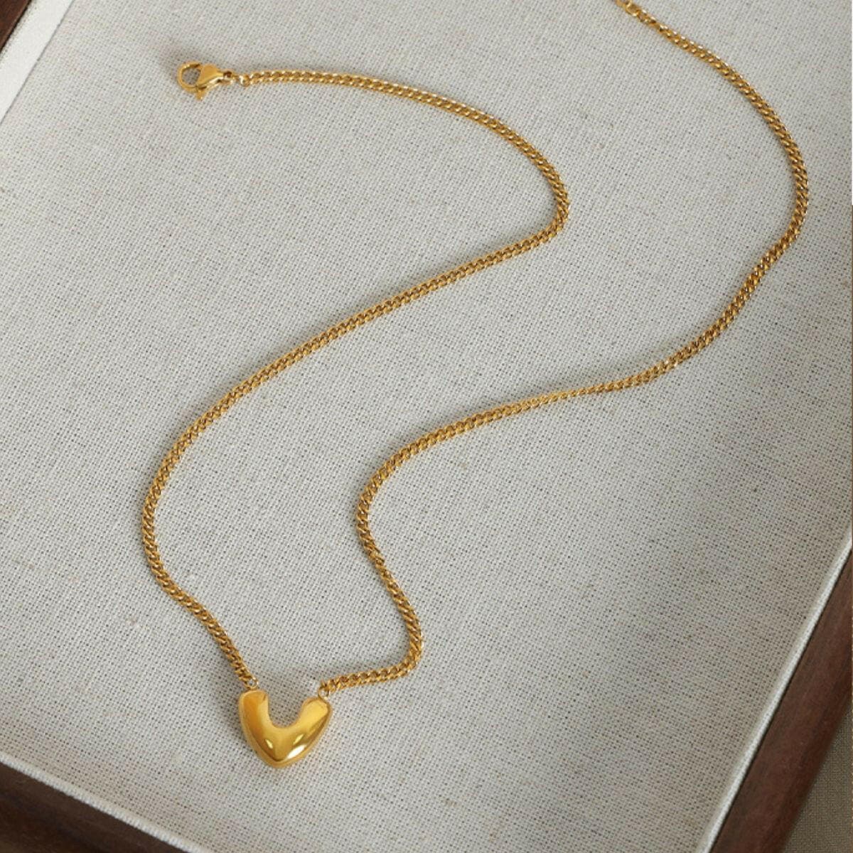 Gold-Plated Heart Pendant Necklace.