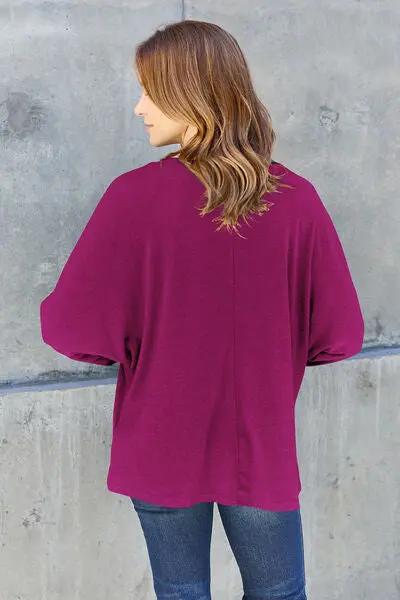 Double Take Full Size Round Neck Long Sleeve T-Shirt - Love Salve