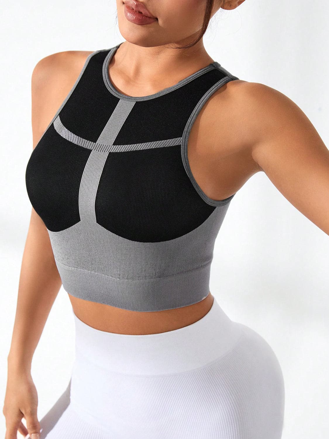 Color Block Round Neck Active Tank.