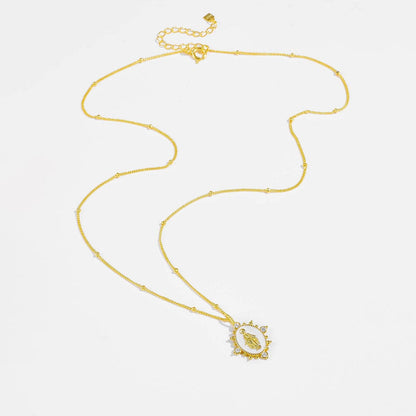 18K Gold-Plated Spring Ring Closure Pendant Necklace.