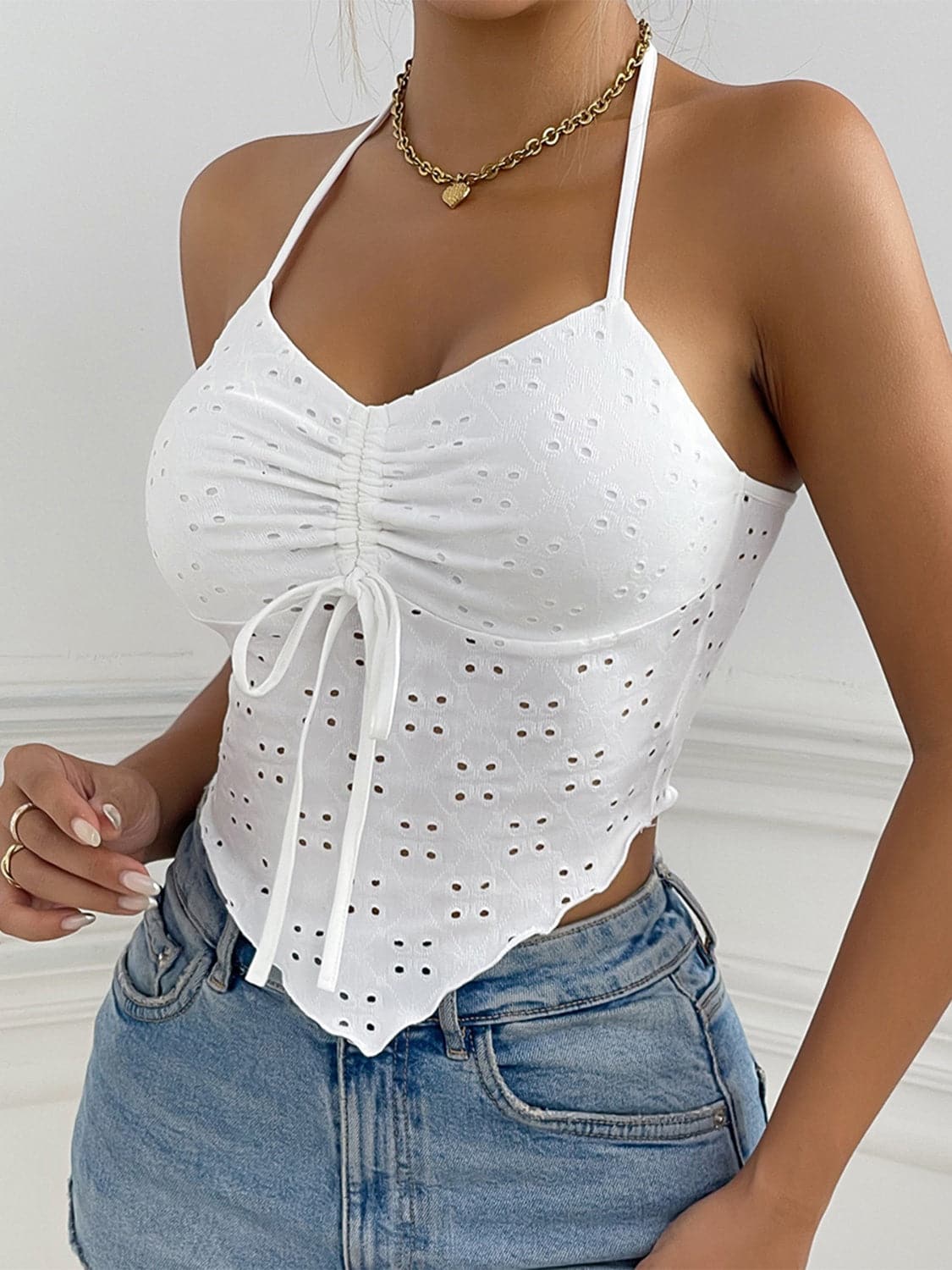 Eyelet Halter Neck Cami.