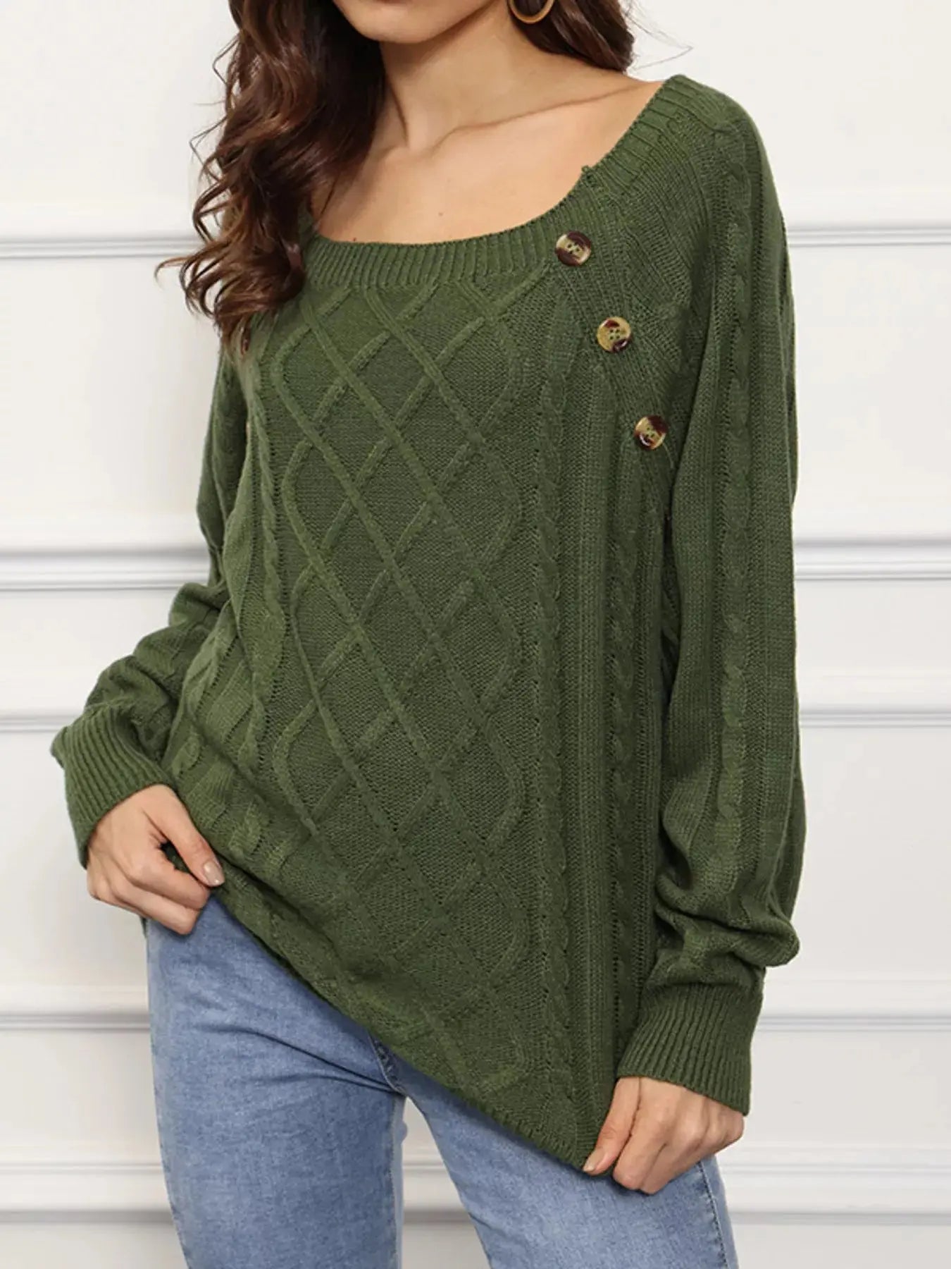 Cable Knit Boat Neck Sweater Simply Love