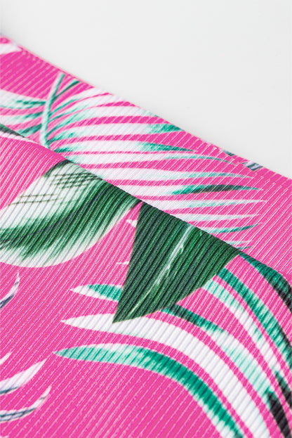 Tropical rose print textured bikini bottoms